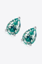 Load image into Gallery viewer, 2 Carat Moissanite Teardrop Earrings in Teal Ti Amo I love you
