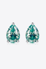 Load image into Gallery viewer, 2 Carat Moissanite Teardrop Earrings in Teal Ti Amo I love you
