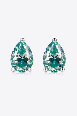 2 Carat Moissanite Teardrop Earrings in Teal Ti Amo I love you