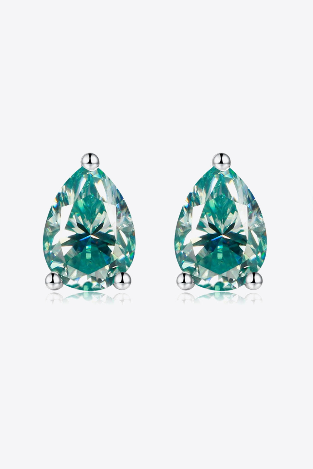 2 Carat Moissanite Teardrop Earrings in Teal Ti Amo I love you