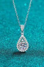 Load image into Gallery viewer, 2 Carat Moissanite Teardrop Pendant 925 Sterling Silver Necklace Ti Amo I love you
