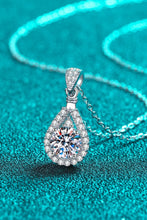 Load image into Gallery viewer, 2 Carat Moissanite Teardrop Pendant 925 Sterling Silver Necklace Ti Amo I love you
