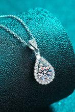 Load image into Gallery viewer, 2 Carat Moissanite Teardrop Pendant 925 Sterling Silver Necklace Ti Amo I love you
