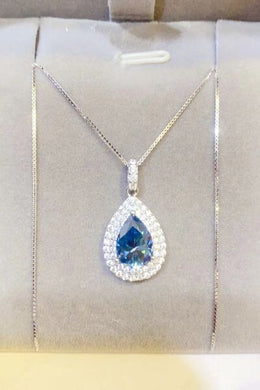 2 Carat Moissanite Teardrop Pendant Necklace Ti Amo I love you