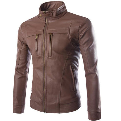 2 Colors - Black or Brown - Mens Zippered Leather Jacket Ti Amo I love you