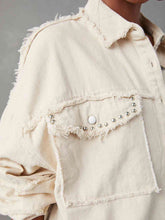 Load image into Gallery viewer, 2 Colors - Button Down Raw Hem Denim Jacket Ti Amo I love you
