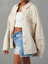 Load image into Gallery viewer, 2 Colors - Button Down Raw Hem Denim Jacket Ti Amo I love you
