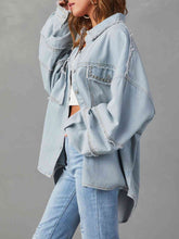 Load image into Gallery viewer, 2 Colors - Button Down Raw Hem Denim Jacket Ti Amo I love you
