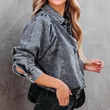 Load image into Gallery viewer, 2 Colors - Collared Neck Buttoned Denim Shirt Ti Amo I love you
