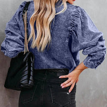 Load image into Gallery viewer, 2 Colors - Collared Neck Buttoned Denim Shirt Ti Amo I love you
