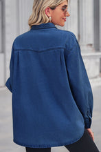 Load image into Gallery viewer, 2 Colors - Collared Neck Dropped Shoulder Denim Top Ti Amo I love you
