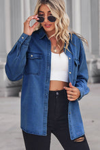 Load image into Gallery viewer, 2 Colors - Collared Neck Dropped Shoulder Denim Top Ti Amo I love you
