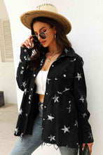 Load image into Gallery viewer, 2 Colors - Collared Neck Star Print Long Sleeve Denim Jacket Ti Amo I love you
