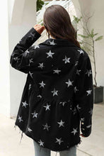 Load image into Gallery viewer, 2 Colors - Collared Neck Star Print Long Sleeve Denim Jacket Ti Amo I love you
