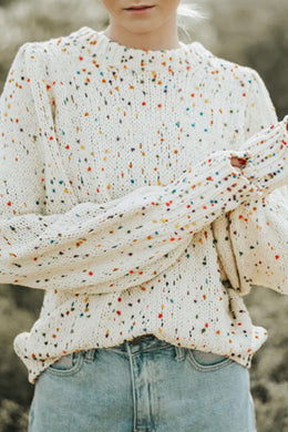 2 Colors - Colorful Dots Cable Knit Crew Neck Sweater Ti Amo I love you