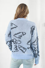 Load image into Gallery viewer, 2 Colors - Dinosaur Pattern Round Neck Sweater Ti Amo I love you
