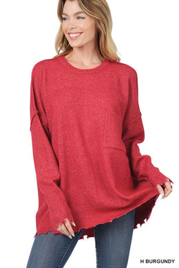 2 Colors - Distressed Melange Oversized Sweater Ti Amo I love you