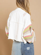 Load image into Gallery viewer, 2 Colors - Distressed Striped Long Sleeve Denim Jacket Ti Amo I love you
