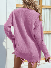 Load image into Gallery viewer, 2 Colors - Distressed V-Neck Drop Shoulder Sweater Ti Amo I love you
