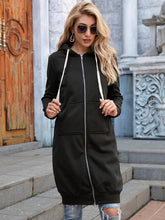 Load image into Gallery viewer, 2 Colors - Double Take Full Size Zip-Up Longline Hoodie with Pockets Ti Amo I love you
