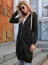 Load image into Gallery viewer, 2 Colors - Double Take Full Size Zip-Up Longline Hoodie with Pockets Ti Amo I love you
