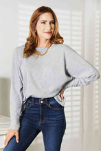 Load image into Gallery viewer, 2 Colors - Double Take Seam Detail Round Neck Long Sleeve Top Ti Amo I love you
