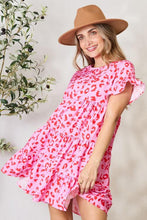 Load image into Gallery viewer, 2 Colors - Double Take Short Flounce Sleeve Tiered Dress Ti Amo I love you
