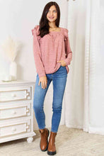 Load image into Gallery viewer, 2 Colors - Double Take Square Neck Ruffle Shoulder Long Sleeve T-Shirt Ti Amo I love you
