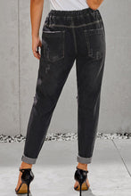 Load image into Gallery viewer, 2 Colors - Drawstring Denim Joggers Ti Amo I love you
