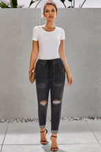 Load image into Gallery viewer, 2 Colors - Drawstring Denim Joggers Ti Amo I love you
