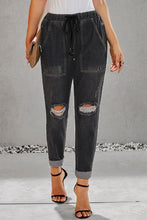 Load image into Gallery viewer, 2 Colors - Drawstring Denim Joggers Ti Amo I love you
