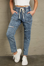 Load image into Gallery viewer, 2 Colors - Drawstring Denim Joggers Ti Amo I love you
