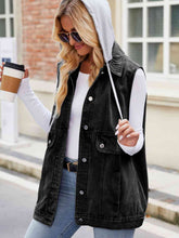 Load image into Gallery viewer, 2 Colors - Drawstring Hooded Sleeveless Denim Jacket Ti Amo I love you
