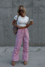 Load image into Gallery viewer, 2 Colors - Drawstring Straight Pants with Pockets Ti Amo I love you
