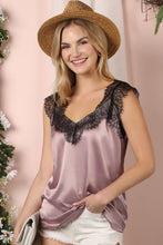 Load image into Gallery viewer, 2 Colors - Eyelash Lace Silky Camisole Blouse Ti Amo I love you
