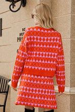 Load image into Gallery viewer, 2 Colors - Geometric Dropped Shoulder Cardigan and Knit Skirt Set Ti Amo I love you
