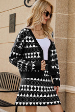 Load image into Gallery viewer, 2 Colors - Geometric Dropped Shoulder Cardigan and Knit Skirt Set Ti Amo I love you
