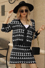 Load image into Gallery viewer, 2 Colors - Geometric Dropped Shoulder Cardigan and Knit Skirt Set Ti Amo I love you
