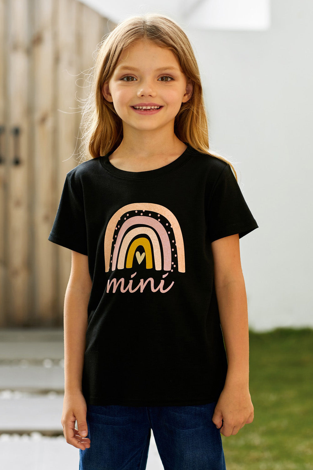 2 Colors - Girls Graphic Round Neck Tee Shirt - Sizes 4T-12 Kids Ti Amo I love you