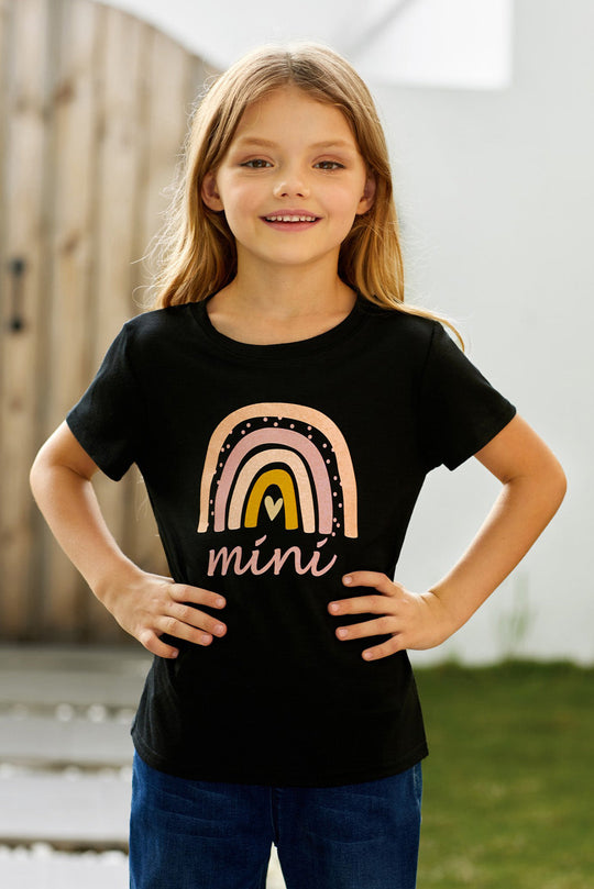 2 Colors - Girls Graphic Round Neck Tee Shirt - Sizes 4T-12 Kids Ti Amo I love you