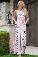 Load image into Gallery viewer, 2 Colors - Leopard Color Block Smocked Jumpsuit Ti Amo I love you
