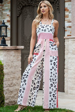 Load image into Gallery viewer, 2 Colors - Leopard Color Block Smocked Jumpsuit Ti Amo I love you
