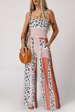 Load image into Gallery viewer, 2 Colors - Leopard Color Block Smocked Jumpsuit Ti Amo I love you
