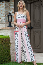 Load image into Gallery viewer, 2 Colors - Leopard Color Block Smocked Jumpsuit Ti Amo I love you
