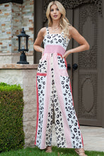 Load image into Gallery viewer, 2 Colors - Leopard Color Block Smocked Jumpsuit Ti Amo I love you
