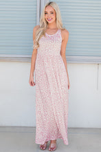 Load image into Gallery viewer, 2 Colors - Leopard Round Neck Sleeveless Maxi Dress Ti Amo I love you
