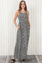 Load image into Gallery viewer, 2 Colors - Leopard Round Neck Sleeveless Maxi Dress Ti Amo I love you
