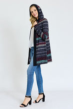 Load image into Gallery viewer, 2 Colors - Long Tribal Print Hooded Cardigan Ti Amo I love you
