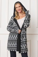 Load image into Gallery viewer, 2 Colors - Long Tribal Print Hooded Cardigan Ti Amo I love you
