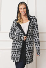 Load image into Gallery viewer, 2 Colors - Long Tribal Print Hooded Cardigan Ti Amo I love you
